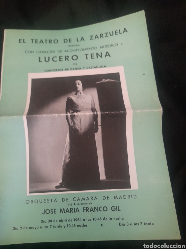 Collezionismo: Antiguo programa del Teatro de la Zarzuela, Lucero Tena de 1964