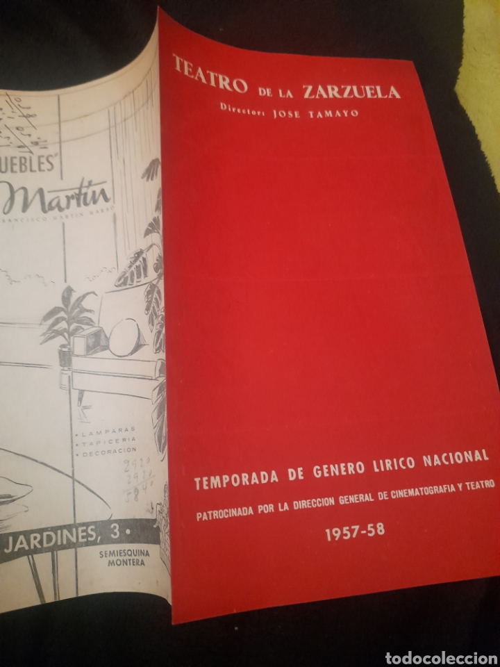 Coleccionismo: Antiguo programa del Teatro de la Zarzuela, Temporada 1957-1958