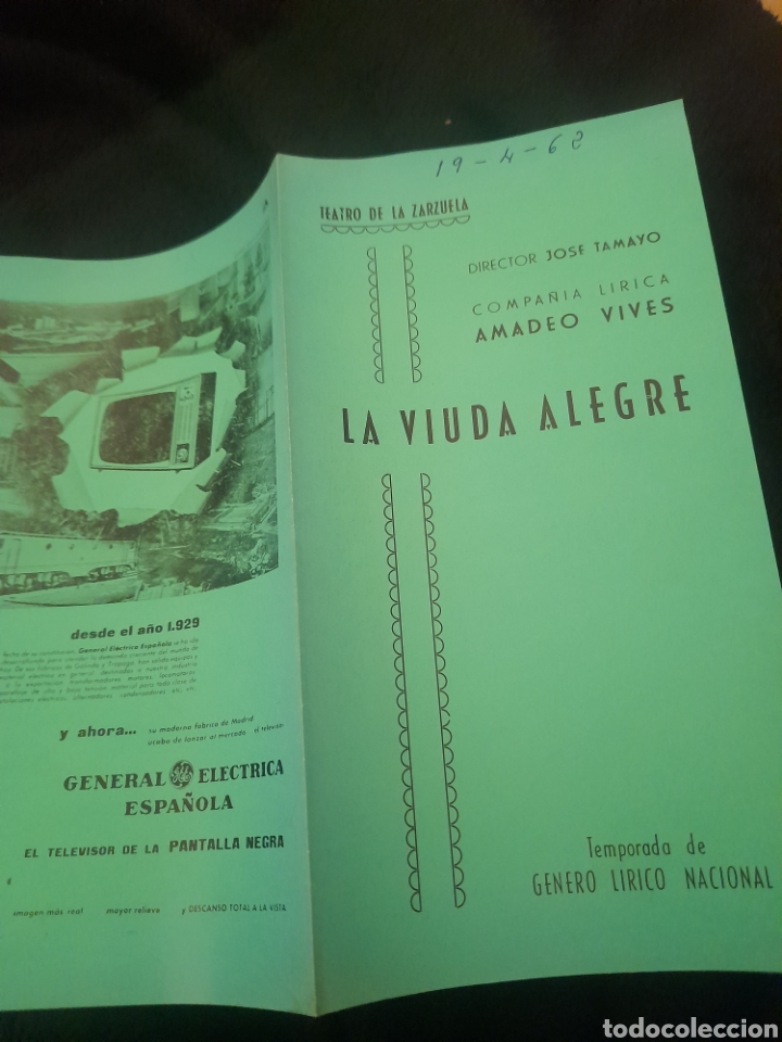 Collezionismo: Antiguo programa del Teatro de la Zarzuela de 1962,La Viuda Alegre