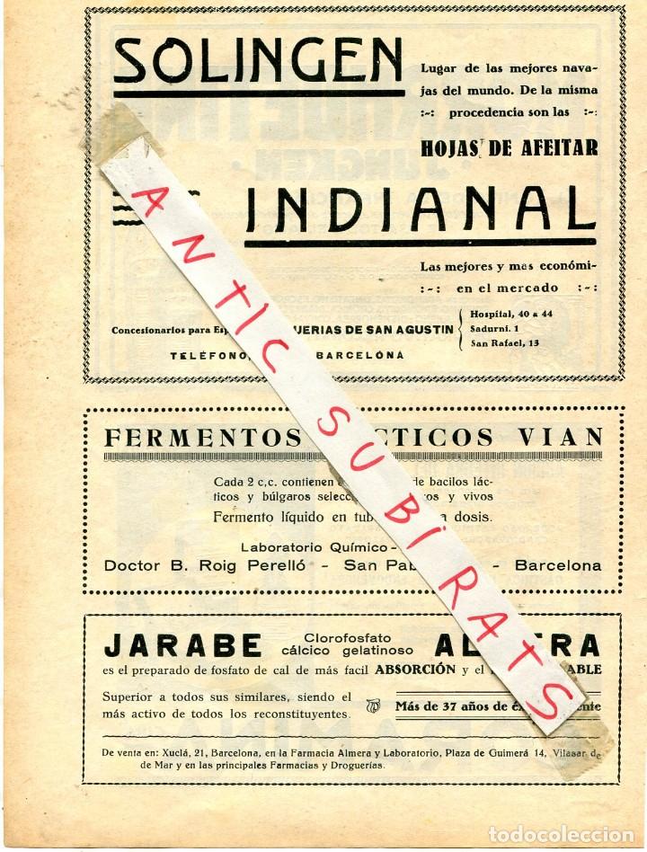 Coleccionismo: HOJA PUBLICIDAD A&Ntilde; 1929 SOLINGEN INDIANA DROGUERIAS SAN AGUSTIN FERMENTOS LACTEOS VIAN JARABA ALMERA