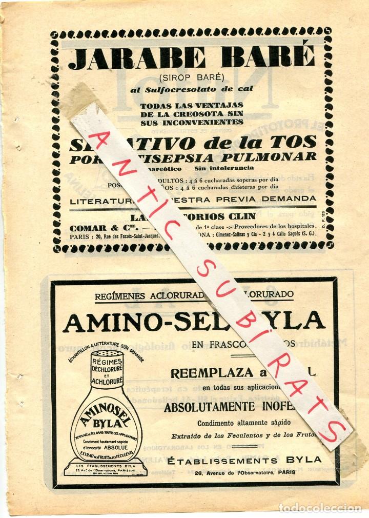 Coleccionismo: HOJA PUBLICIDAD A&Ntilde;O 1929 JARABE BARE LABORATORIOS CLIN COMAR GIMENEZ-SALINAS Y CIA AMINO-SEL BYLA