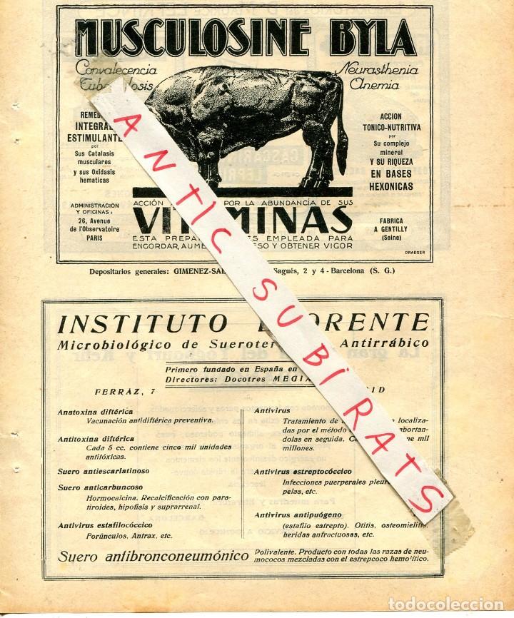 Coleccionismo: HOJA A&Ntilde;O 1929 PUBLICIDAD MUSCULOSINE BYLA VITAMINAS GIMENEZ-SALINAS Y CIA INSTITUTO LLORENTE