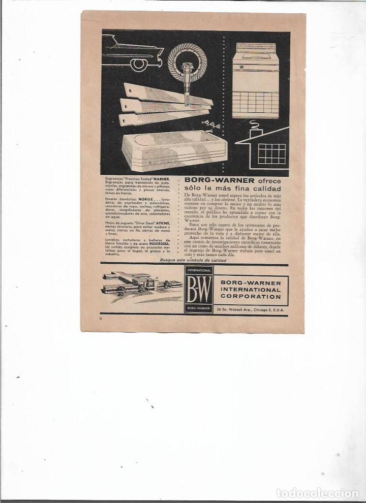 Coleccionismo: A&Ntilde;O 1957 RECORTE PRENSA PUBLICIDAD BW BORG WAGNER INTERNATIONAL CORPORATION WARNER NORGE ATKINS