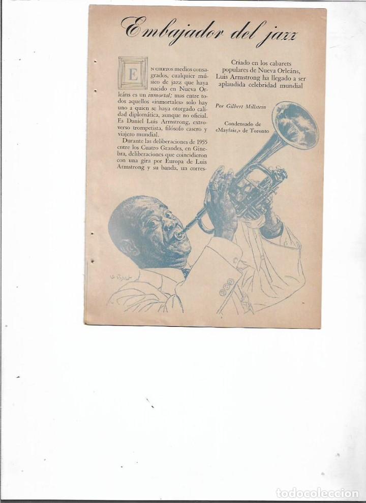 Coleccionismo: A&Ntilde;O 1957 RECORTE PRENSA DANIEL LOUIS ARMSTRONG EMBAJADOR DEL JAZZ MUSICA TROMPETISTA
