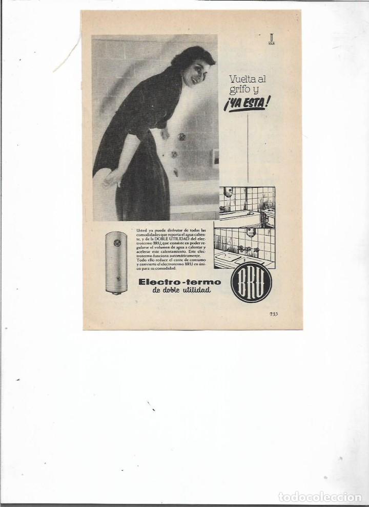 Coleccionismo: A&Ntilde;O 1957 RECORTE PRENSA PUBLICIDAD BRU ELECTRO TERMO DE DOBLE UTILIDAD ELECTRODOMESTICOS