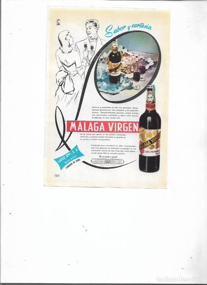 Coleccionismo: A&Ntilde;O 1957 RECORTE PRENSA PUBLICIDAD BEBIDAS MALAGA VIRGEN LOPEZ HERMANOS VINO GENEROSO