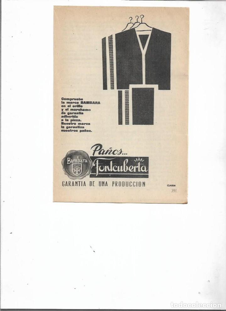 Coleccionismo: A&Ntilde;O 1957 RECORTE PRENSA PUBLICIDAD PA&Ntilde;OS BAMBARA FONTCUBERTA