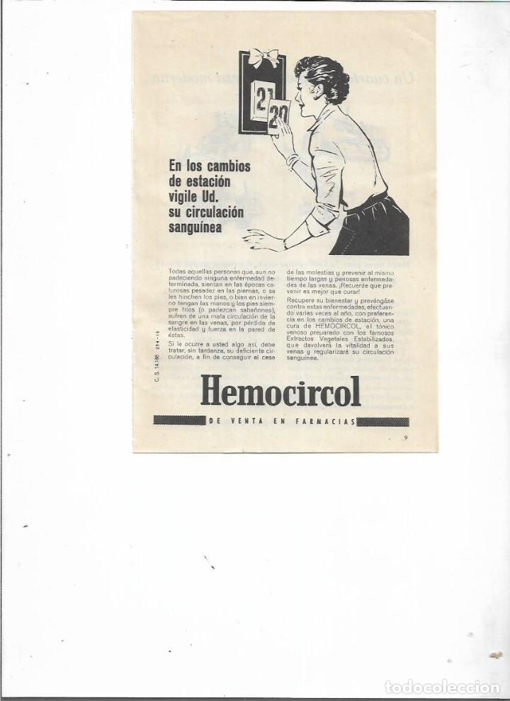 Coleccionismo: A&Ntilde;O 1957 RECORTE PRENSA PUBLICIDAD HEMOCIRCOL VARICES PRODUCTOS FARMACEUTICOS CIRCULACION SANGUINEA