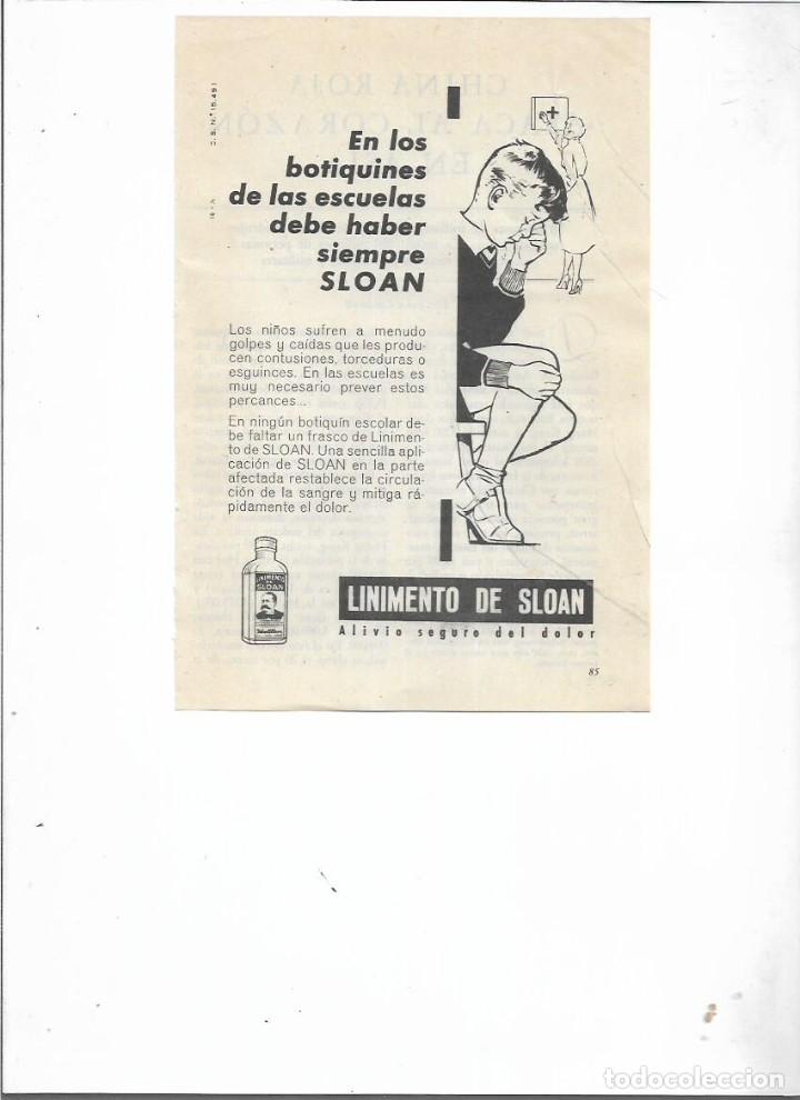 Coleccionismo: A&Ntilde;O 1957 RECORTE PRENSA PUBLICIDAD LINIMENTO DE SLOAN CALMANTE DOLOR