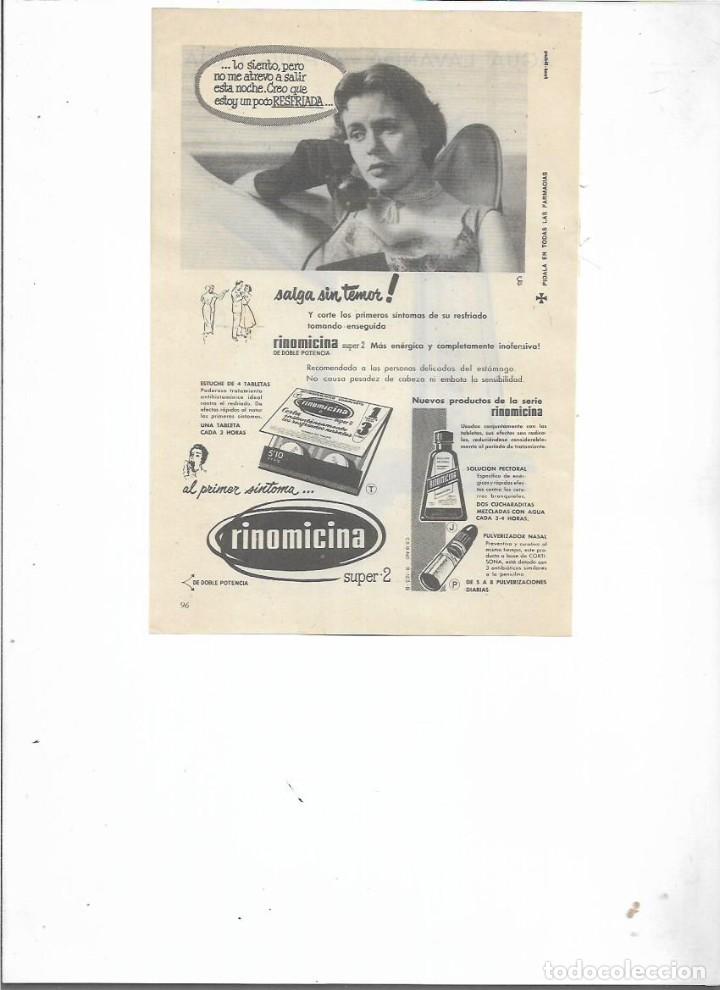 Coleccionismo: A&Ntilde;O 1957 RECORTE PRENSA PUBLICIDAD RINOMICINA PRODUCTOS FARMACEUTICOS FARMACIA RESFRIADOS