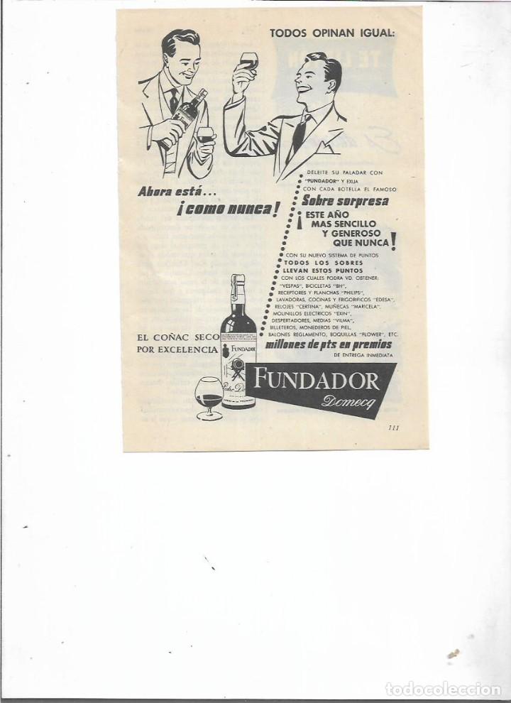 Coleccionismo: A&Ntilde;O 1957 RECORTE PRENSA PUBLICIDAD BEBIDAS FUNDADOR CO&Ntilde;AC SECO PEDRO DOMECQ
