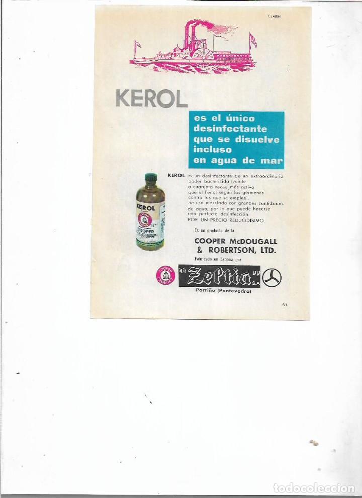 Collezionismo: A&Ntilde;O 1958 RECORTE PRENSA PUBLICIDAD KEROL DESINFECTANTE ZEPTIA PORRI&Ntilde;O PONTEVEDRA BACTERICIDA