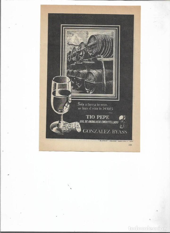 Colecionismo: A&Ntilde;O 1955 RECORTE PRENSA PUBLICIDAD TIO PEPE VINO DE JEREZ GONZALEZ BYASS
