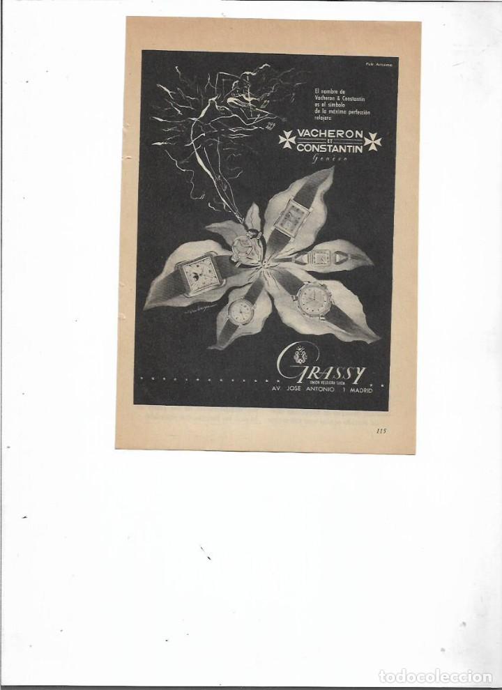 Colecionismo: A&Ntilde;O 1955 RECORTE PRENSA PUBLICIDAD GRASSY RELOJ VACHERON CONSTANTIN