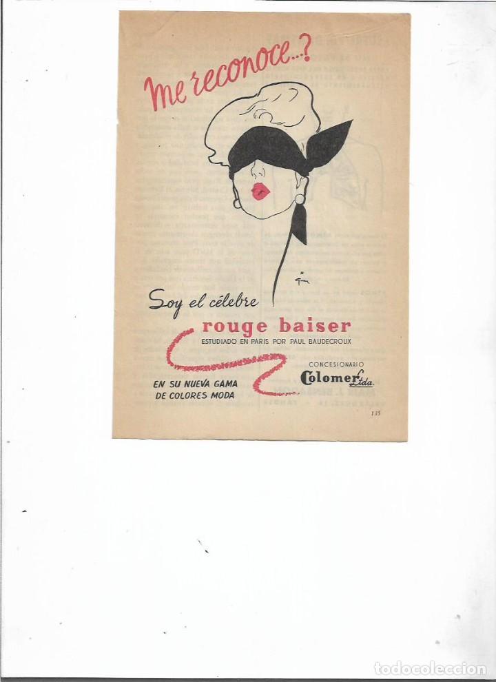 Collecting paper: A&Ntilde;O 1955 RECORTE PRENSA PUBLICIDAD COLOMER ROUGE BAISER PINTALABIOS