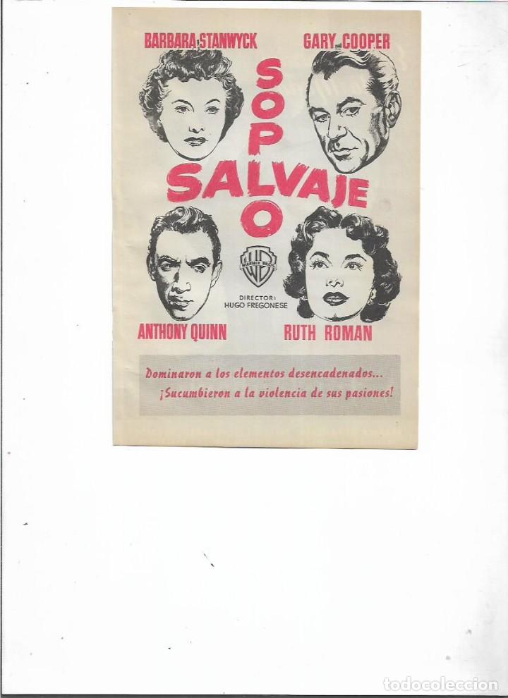 Colecionismo: A&Ntilde;O 1954 RECORTE PRENSA PUBLICIDAD CINE PELICULA SOPLO SALVAJE GARY COOPER ANTHONY QUINN