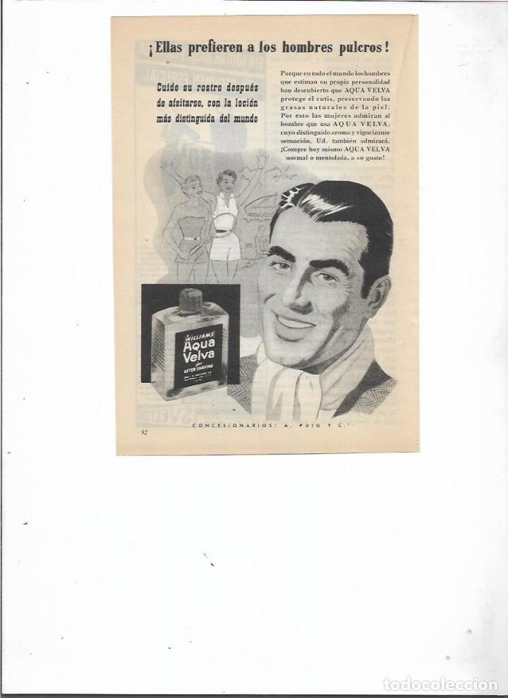 Colecionismo: A&Ntilde;O 1954 RECORTE PRENSA PUBLICIDAD AQUA VELVA PARA HOMBRE AFTHER SHAVING AFEITADO WILLIAMS PUIG