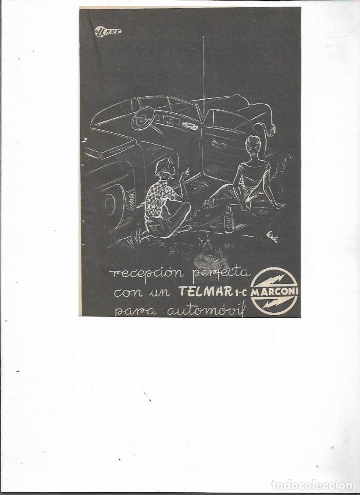 Colecionismo: A&Ntilde;O 1954 RECORTE PRENSA PUBLICIDAD MARCONI TELMAR RADIO PARA COCHE