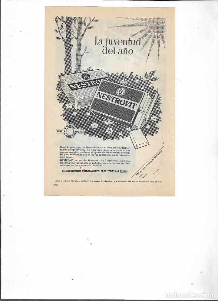 Colecionismo: A&Ntilde;O 1954 RECORTE PRENSA PUBLICIDAD NESTROVIT RECONSTITUYENTE POLIVITAMINICO NESTLE NI&Ntilde;OS