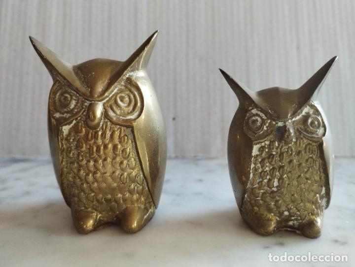 Coleccionismo: 2 figuras buho en bronce miden 6,50 x4 - 6 x 3 cm.