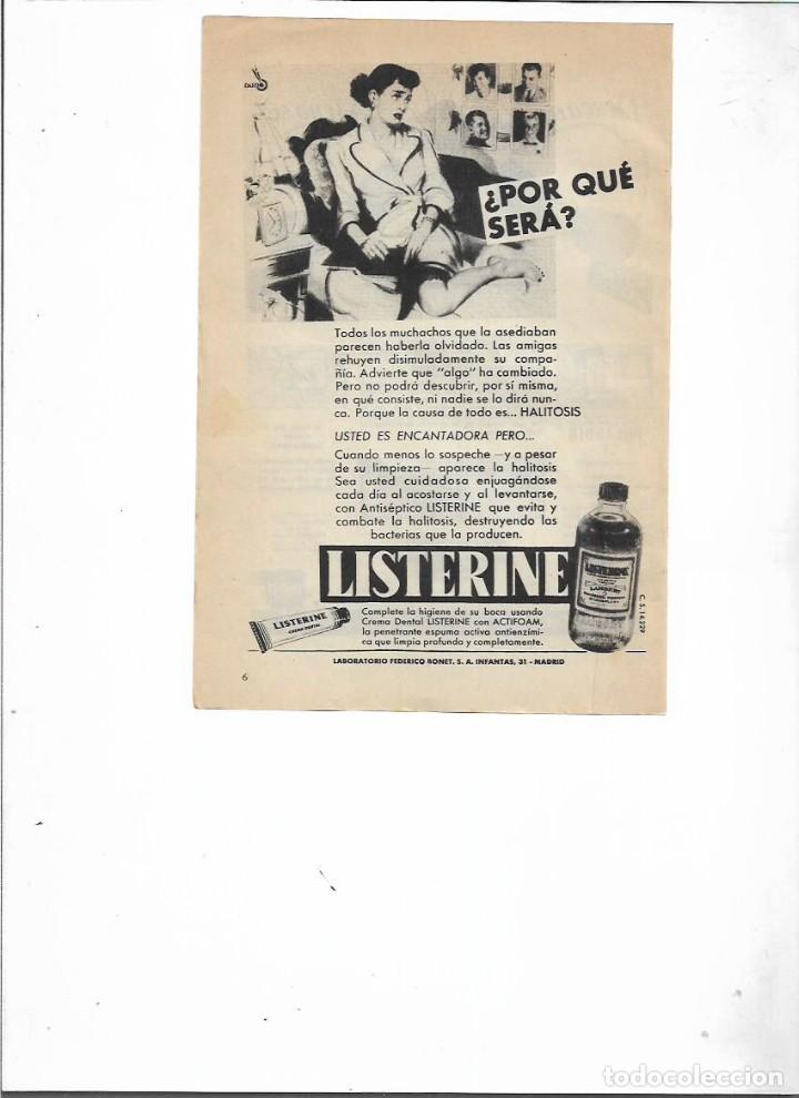 Colecionismo: A&Ntilde;O 1955 RECORTE PRENSA PUBLICIDAD LISTERINE ANTISEPTICO ELIXIR CREMA DENTAL FEDERICO BONET