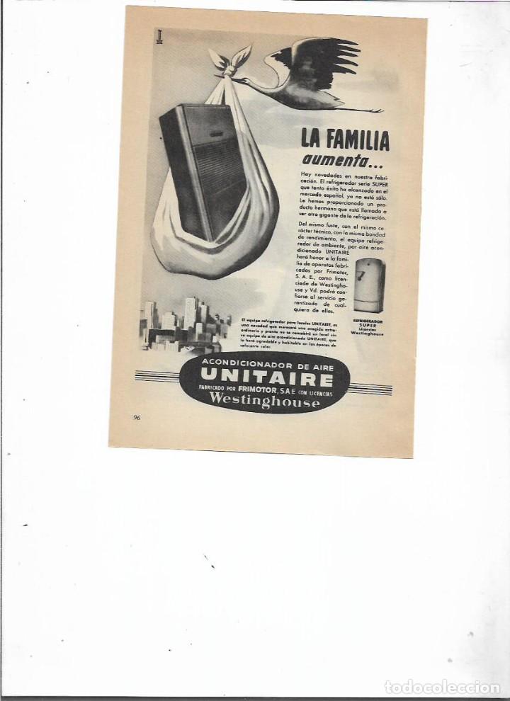 Colecionismo: A&Ntilde;O 1955 RECORTE PRENSA PUBLICIDAD UNITAIRE AIRE ACONDICIONADOR DE AIRE FRIMOTOR WESTINGHOUSE