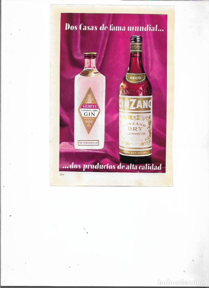 Colecionismo: A&Ntilde;O 1955 RECORTE PRENSA PUBLICIDAD BEBIDAS CINZANO DRY VERMOUTH GIN GILBEYS