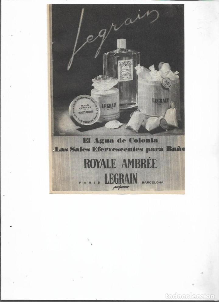Colecionismo: A&Ntilde;O 1955 RECORTE PRENSA PUBLICIDAD ROYALE AMBREE LEGRAIN COLONIA SALES EFERVESCENTES PARA BA&Ntilde;O
