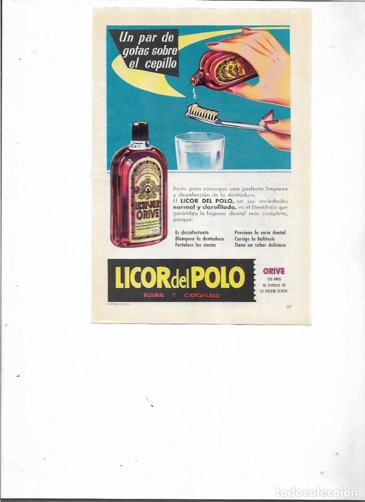 Sammelleidenschaft Papier: A&Ntilde;O 1958 RECORTE PRENSA PUBLICIDAD LICOR DEL POLO ELIXIR DENTIFRICO ORIVE