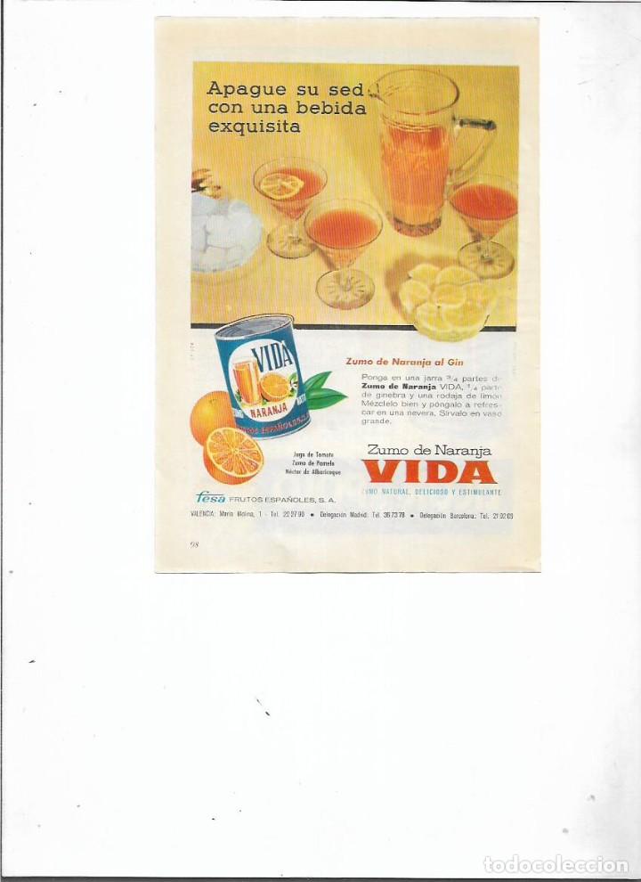 Sammelleidenschaft Papier: A&Ntilde;O 1958 RECORTE PRENSA PUBLICIDAD BEBIDAS ZUMOS DE FRUTA VIDA FESA ZUMO NARANJA NARANJADA AL GIN