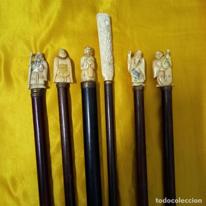 Coleccionismo: Lote de Bastones de Marfil Netsukes - Foto 2