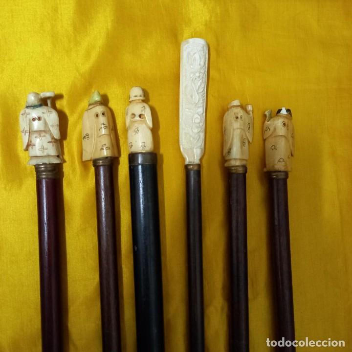 Coleccionismo: Lote de Bastones de Marfil Netsukes - Foto 3