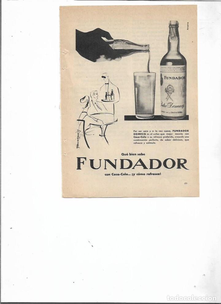 Coleccionismo: A&Ntilde;O 1958 RECORTE PRENSA PUBLICIDAD BEBIDAS FUNDADOR CON COCA-COLA COCA COLA DOMECQ