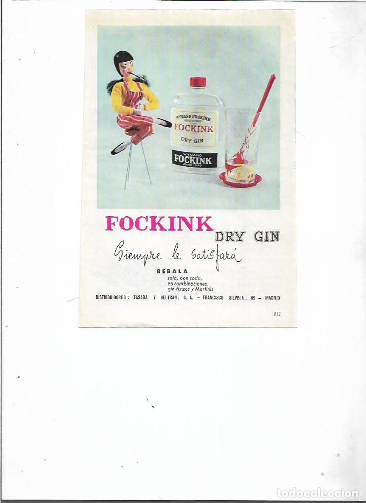 Coleccionismo: A&Ntilde;O 1958 RECORTE PRENSA PUBLICIDAD BEBIDAS FOCKINK DRY GIN GINEBRA