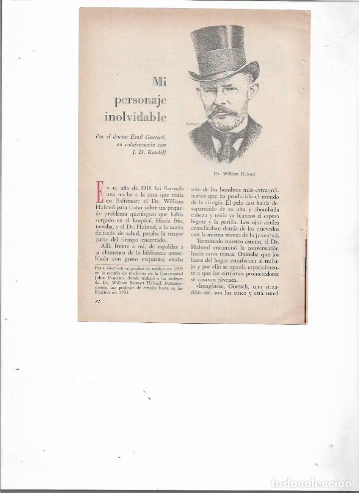 Collectionnisme: A&Ntilde;O 1958 RECORTE PRENSA WILLIAM HALSTED MEDICO CIRUJANO CIRUGIA MEDICINA ANESTESIA