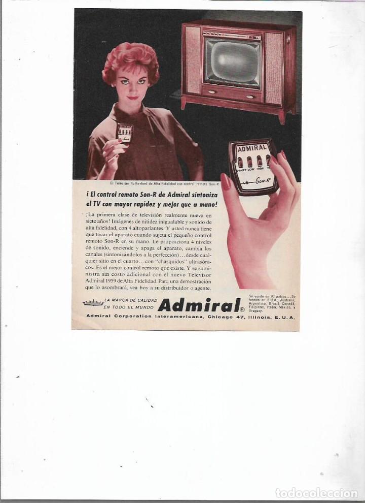 Collectionnisme: A&Ntilde;O 1958 RECORTE PRENSA PUBLICIDAD ADMIRAL CONTROL REMOTO TV TELEVISION