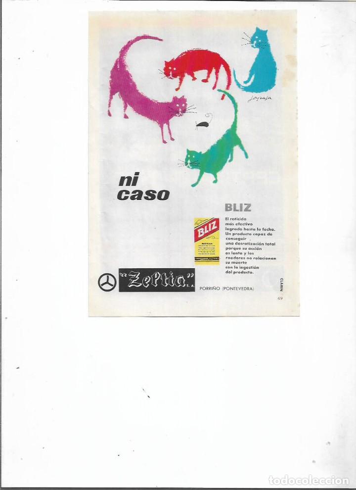 Collectionnisme: A&Ntilde;O 1958 RECORTE PRENSA PUBLICIDAD BLIZ RATICIDA INSECTICIDA ZEPTIA PORRI&Ntilde;O PONTEVEDRA