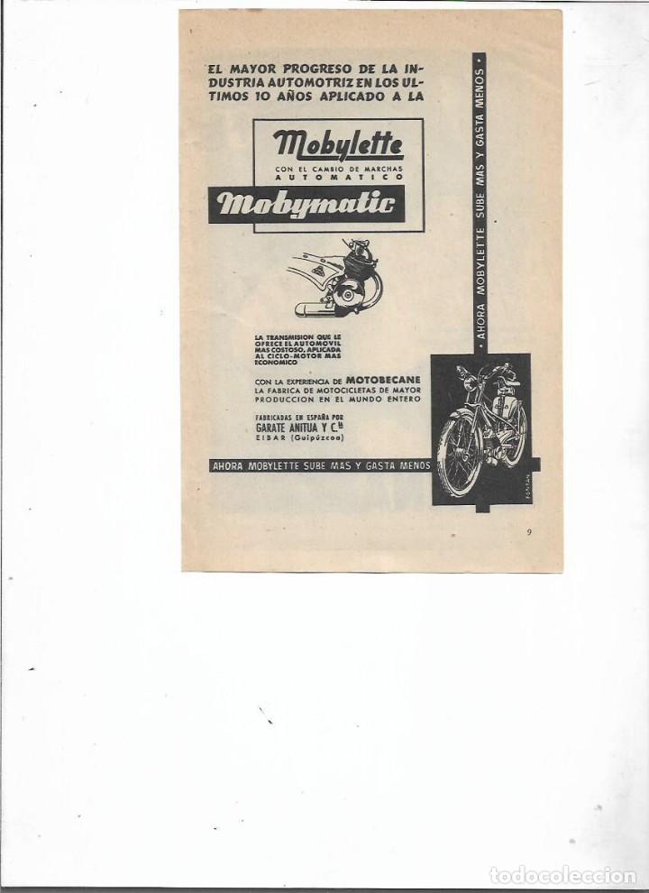 Colecionismo: A&Ntilde;O 1958 RECORTE PRENSA PUBLICIDAD MOBYLETTE CICLOMOTOR MOTO GARATE ANITUA EIBAR GUIPUZCOA