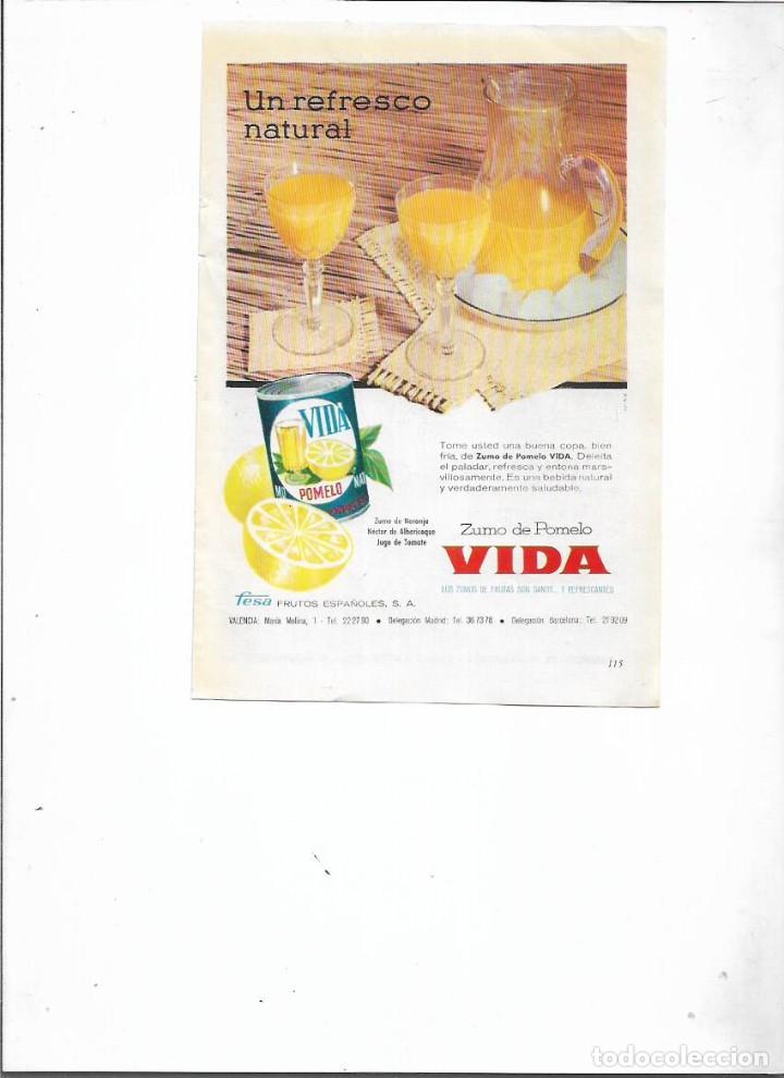 Colecionismo: A&Ntilde;O 1958 RECORTE PRENSA PUBLICIDAD BEBIDAS ZUMOS DE FRUTA VIDA FESA ZUMO DE POMELO