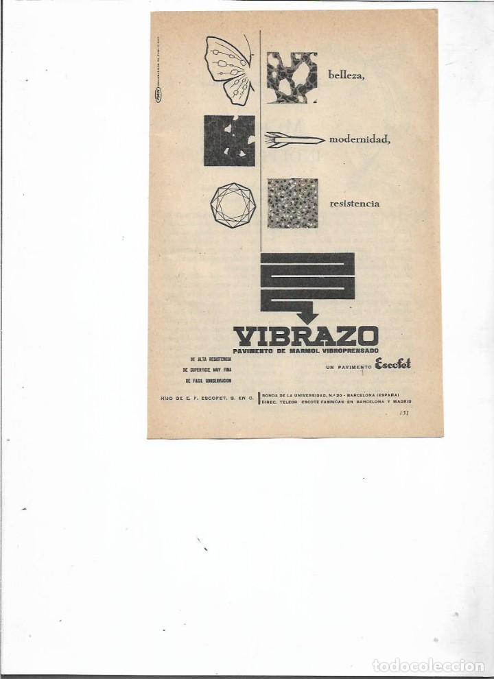 Colecionismo: A&Ntilde;O 1958 RECORTE PRENSA PUBLICIDAD VIBRAZO ESCOFET PAVIMENTO DE MARMOL VIBROPRENSADO