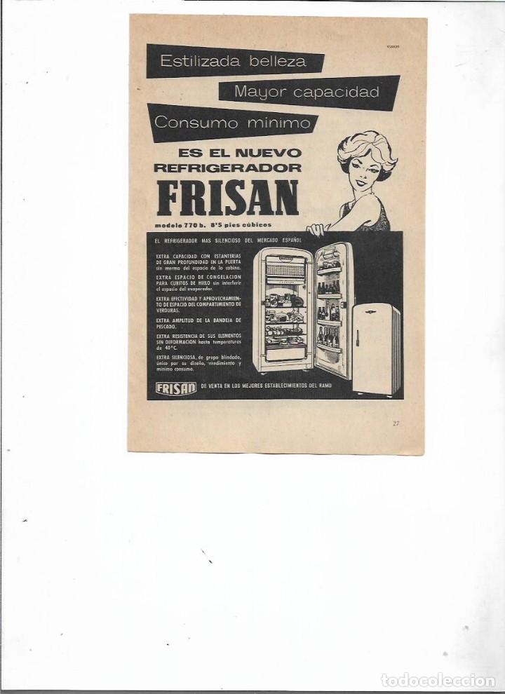Sammelleidenschaft Papier: A&Ntilde;O 1959 RECORTE PRENSA PUBLICIDAD FRISAN REFRIGERADOR NEVERA