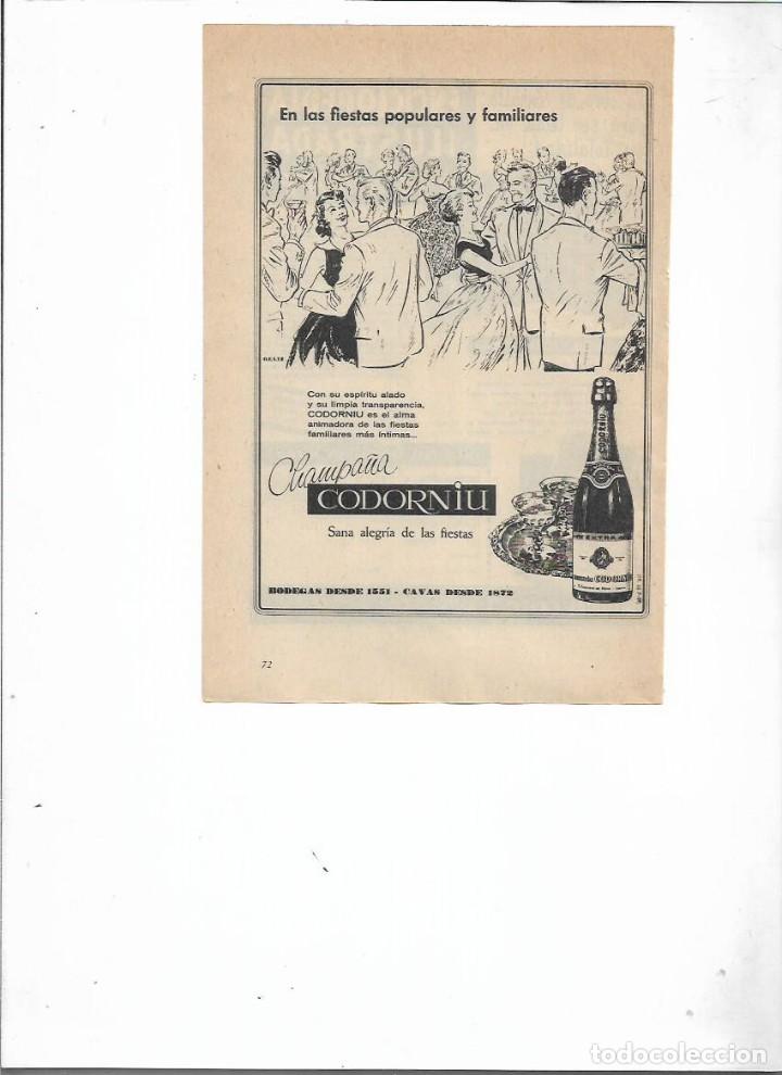 Coleccionismo: A&Ntilde;O 1959 RECORTE PRENSA PUBLICIDAD BEBIDAS CODORNIU CHAMPA&Ntilde;A CHAMPAN