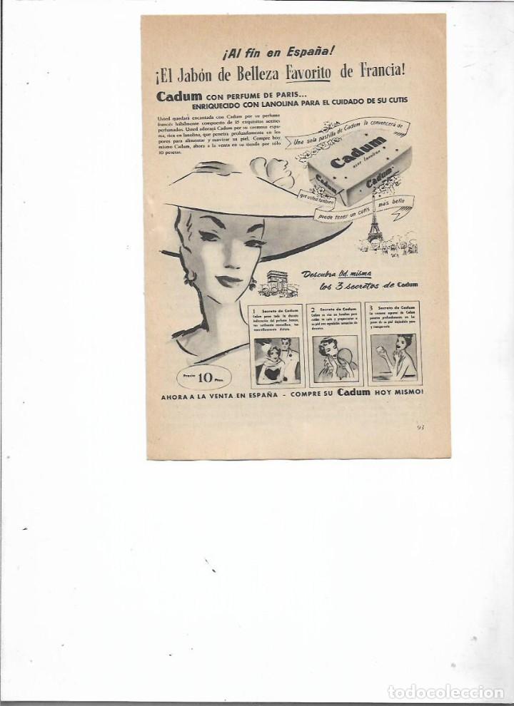 Colecionismo: A&Ntilde;O 1959 RECORTE PRENSA PUBLICIDAD CADUM JABON DE BELLEZA CON PERFUME DE PARIS CUTIS COSMETICA