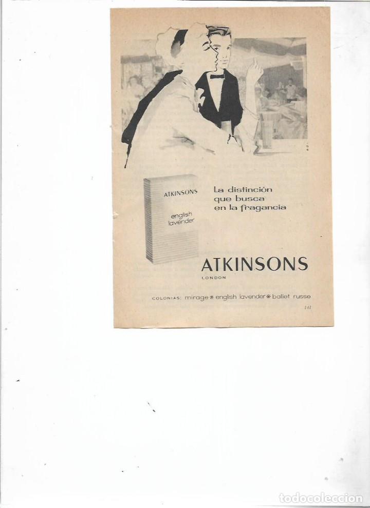 Colecionismo: A&Ntilde;O 1959 RECORTE PRENSA PUBLICIDAD ATKINSONS COLONIA ENGLISH LAVENDER