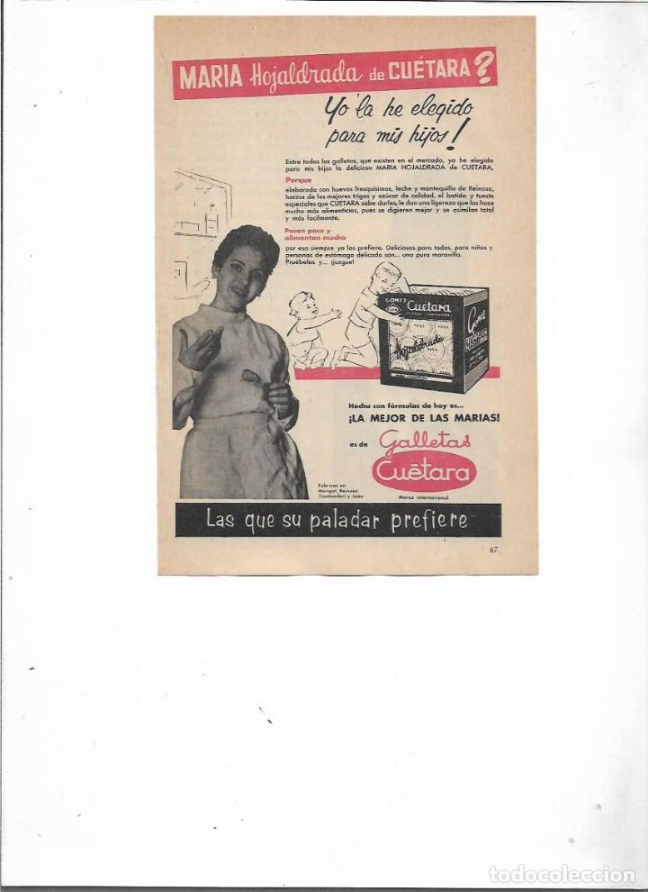 Colecionismo: A&Ntilde;O 1959 RECORTE PRENSA PUBLICIDAD CUETARA GALLETAS MARIA HOJALDRADA