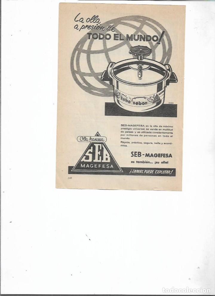 Colecionismo: A&Ntilde;O 1959 RECORTE PRENSA PUBLICIDAD MAGEFESA SEB OLLA A PRESION COCINA
