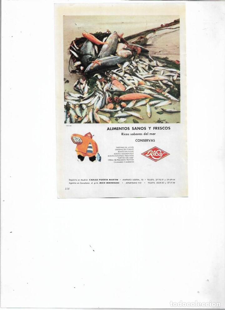 Colecionismo: A&Ntilde;O 1959 RECORTE PRENSA PUBLICIDAD RIBAS CONSERVAS DE PESCADO SARDINAS BONITO