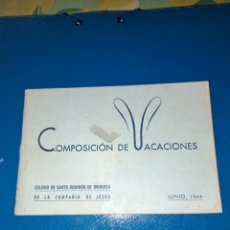 Colecionismo: ORIHUELA COLEGIO SANTO DOMINGO - COMPOSICIÓN DE VACACIONES 1944. Lote 363480770