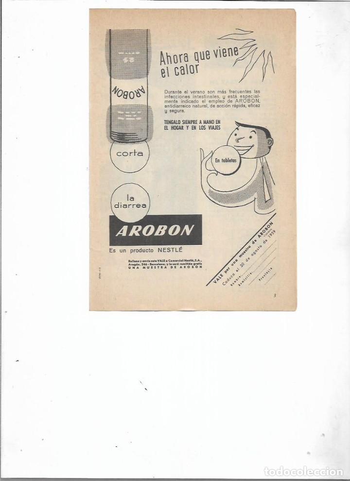 Colecionismo: A&Ntilde;O 1959 RECORTE PRENSA PUBLICIDAD AROBON CONTRA LA DIARREA ANTIDIARREICO NESTLE