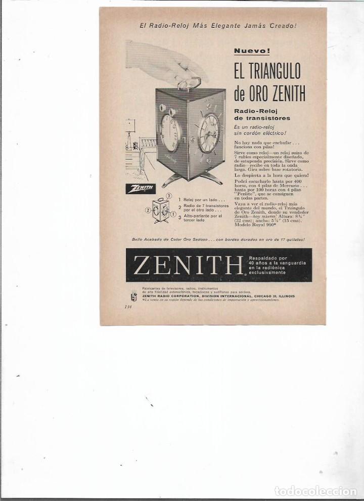 Coleccionismo: A&Ntilde;O 1959 RECORTE PRENSA PUBLICIDAD ZENITH RELOJ TRIANGULO DE ORO RADIO RELOJ TRANSISTORES